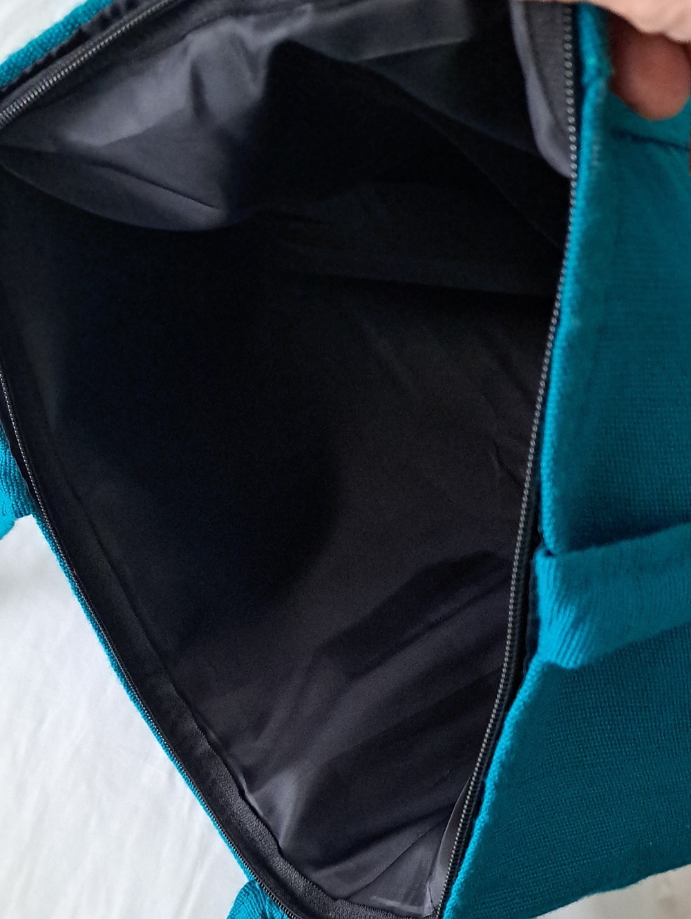 Teal Embroidered Tiger Tote Bag Colorful Tribal Top Zipper Two Back Compartment - Picture 8 of 14